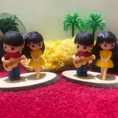 Miniature Guitar Couple Accessories Fairy Garden Figurine (Resin Decor)