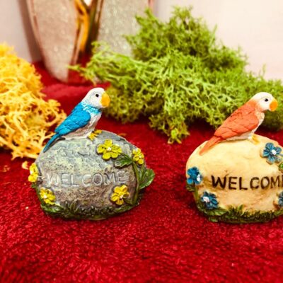 Miniature Parrot on Stone Fairy Garden Figurine (Resin Decor)