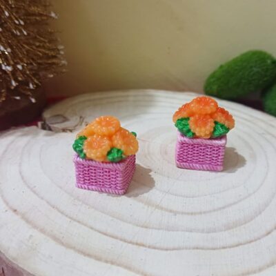 Miniature Pink Flower Pot for Desk & Fairy Garden (Resin Decor)