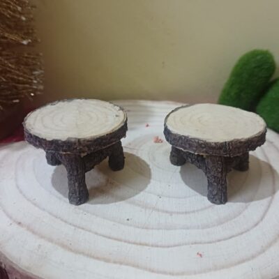 Miniature Wood Finish Round Table for Desk & Dollhouse