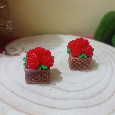 Miniature Brown Flower Pot for Desk & Fairy Garden (Resin Decor)