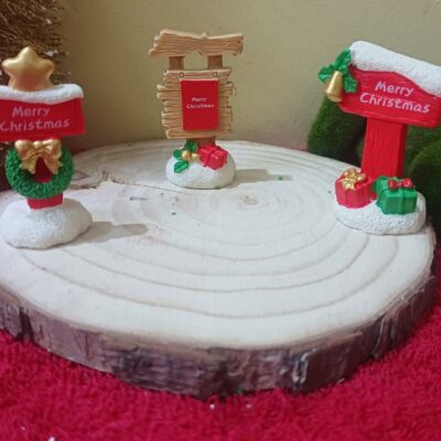 Miniature Merry Christmas Pole for Fairy Garden (Resin Decor)