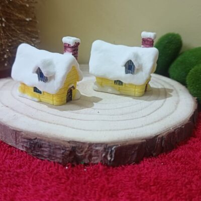 Miniature Snow House Yellow for Fairy Garden (Resin Decor)