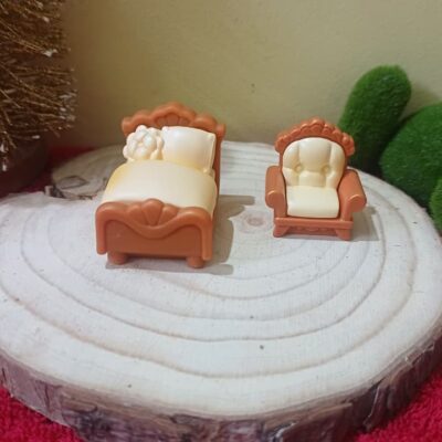Miniature Maharaja Bed and Sofa Set for Dollhouse (Resin Decor)