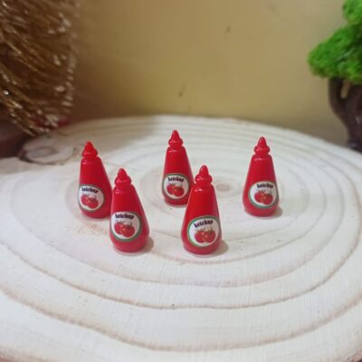 Miniature Ketchup Bottle for Dollhouse Kitchen (Resin Decor)