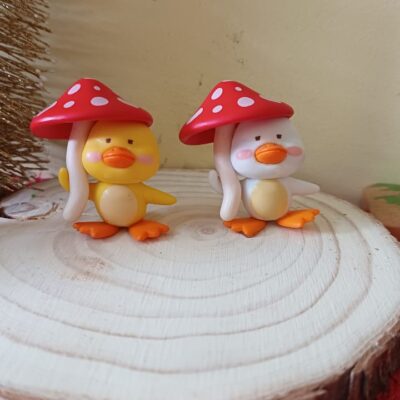 Miniature Duck Under Mushroom Fairy Garden Figurine (Resin Decor)