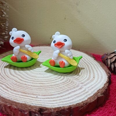 Miniature Duck Rowing Boat Fairy Garden Figurine (Resin Decor)