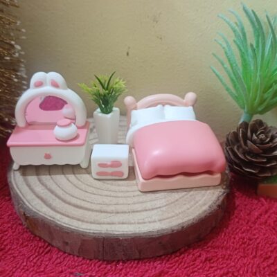 Miniature Bedroom Set for Dollhouse (Resin Decor)