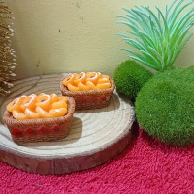 Miniature Sweet Basket Orange for Dollhouse Kitchen (Resin Decor)