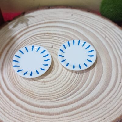 Miniature Plate Blue Design for Dollhouse Kitchen (Resin Decor)