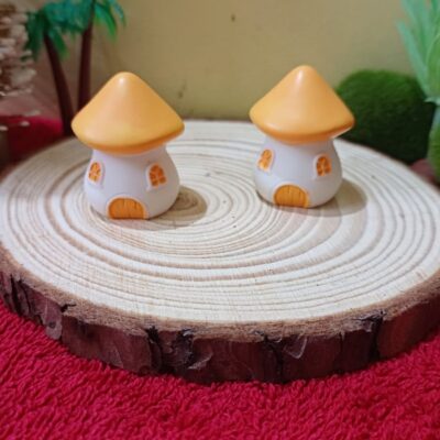 Miniature Mushroom House Yellow for Fairy Garden (Resin Decor)