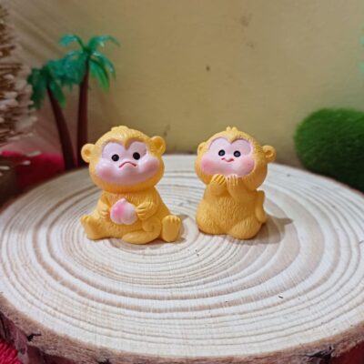 Miniature Monkey Pair Fairy Garden Figurine (Resin Decor)