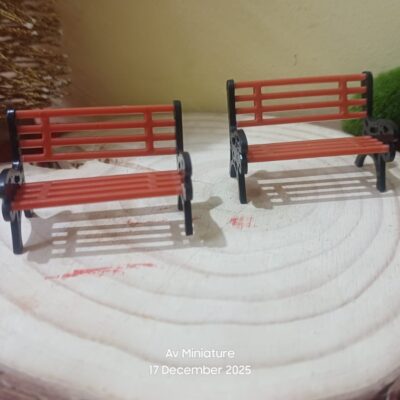 Miniature Bench Red Big Garden for Desk & Dollhouse (Resin Decor)