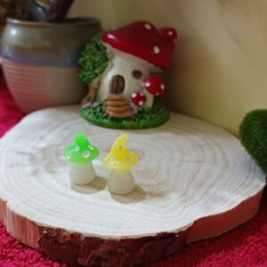 Glow mushroom green and yellow garden