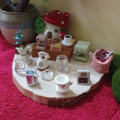 Miniature Coffee Set of 13 Cafe Accessories for Dollhouse (Resin Decor)