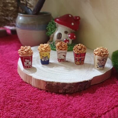 Miniature Popcorn Tub Family Pack for Dollhouse Kitchen (Resin Decor)