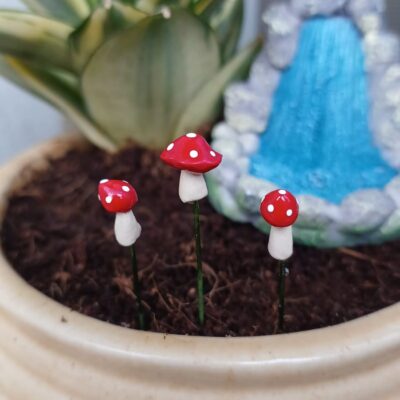Handcrafted Mushroom red miniature for fairy gardens