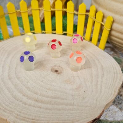 Handcrafted Glow in the dark mushroom miniature for fairy gardens