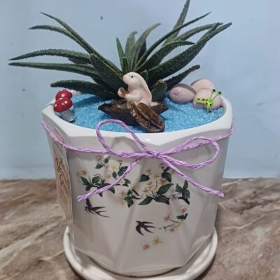 Handcrafted Bunny's Secret Garden miniature for fairy gardens