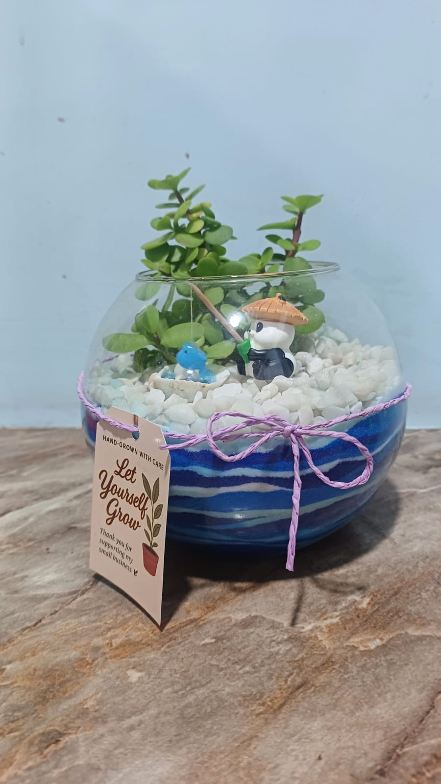 Handcrafted Peaceful Pond Retreat miniature for fairy gardens