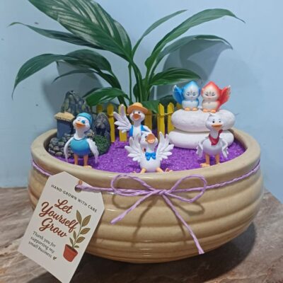 Handcrafted Feathered Friends Paradise miniature for fairy gardens