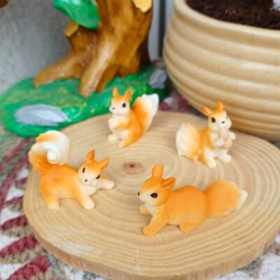 Handcrafted squirrel miniature for fairy gardens