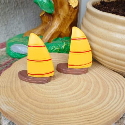 Handcrafted boat yellow big miniature for fairy gardens