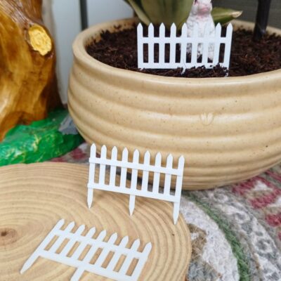 Handcrafted picket fence white miniature for fairy gardens