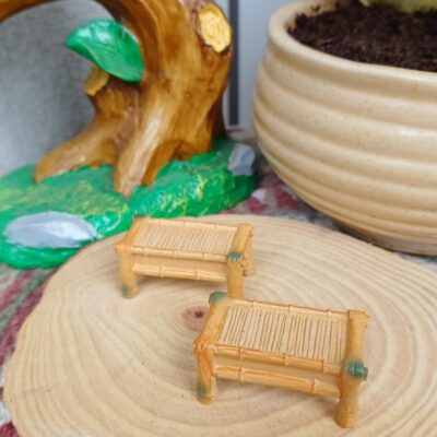 Handcrafted bamboo bench miniature for fairy gardens