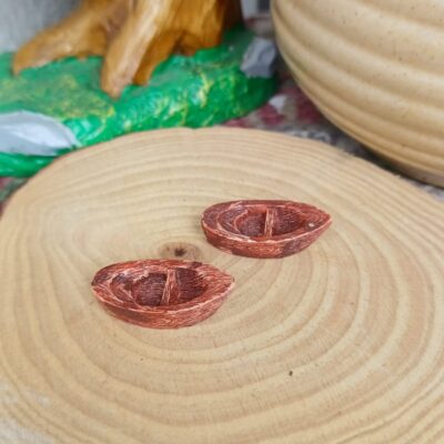 Handcrafted boat wooden look mini miniature for fairy gardens