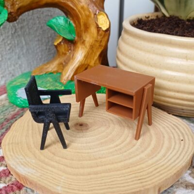 Handcrafted study table and chair miniature for fairy gardens