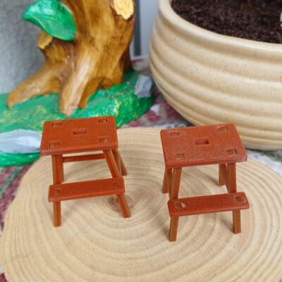 Handcrafted stool with step miniature for fairy gardens