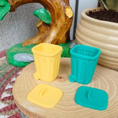 Handcrafted Dustbin miniature for fairy gardens
