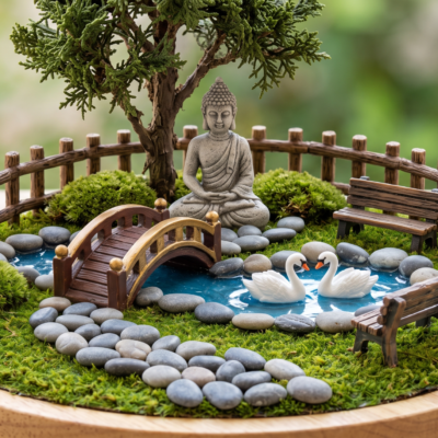 Zen garden starter DIY miniature lake scene kit