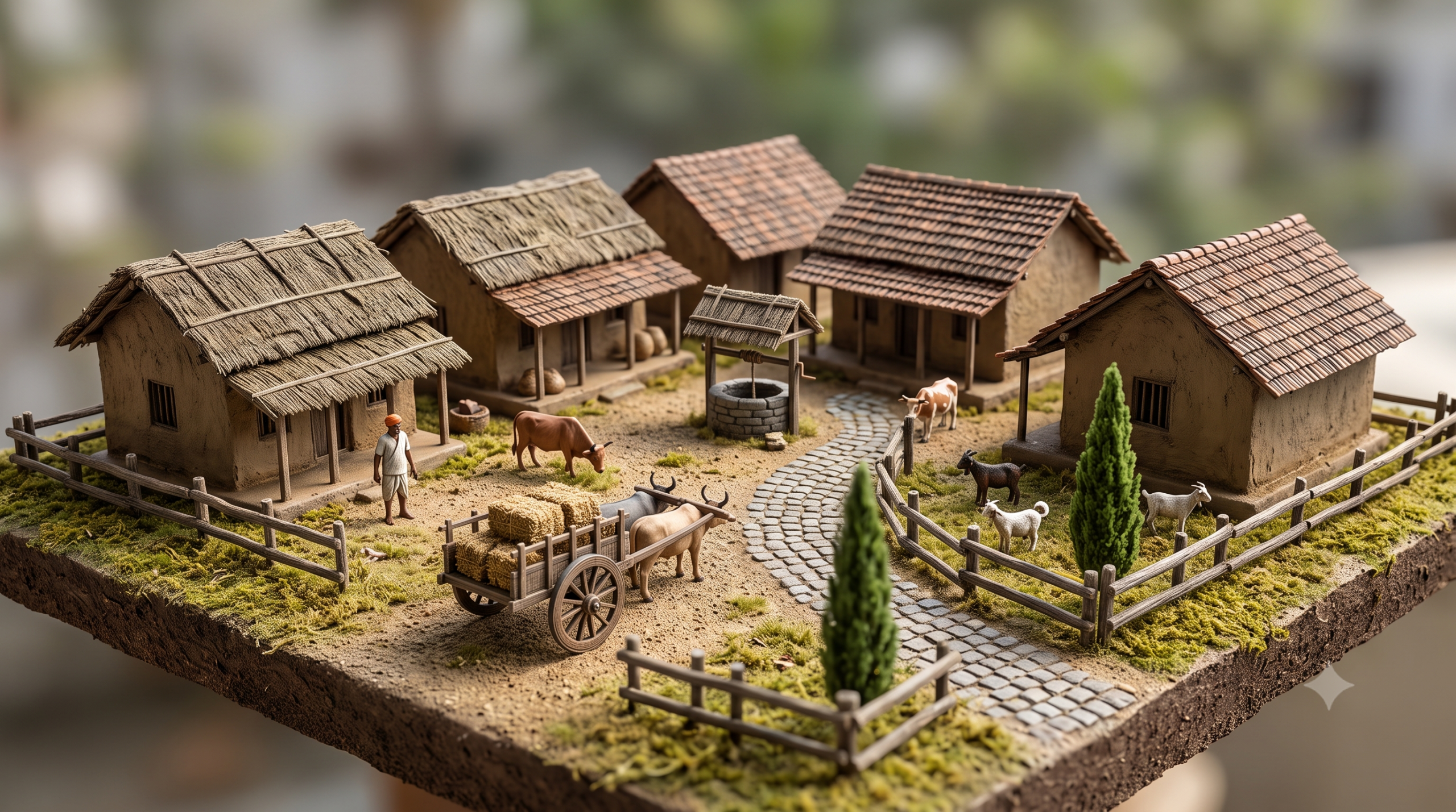 Rustic Indian village diorama DIY miniature kit