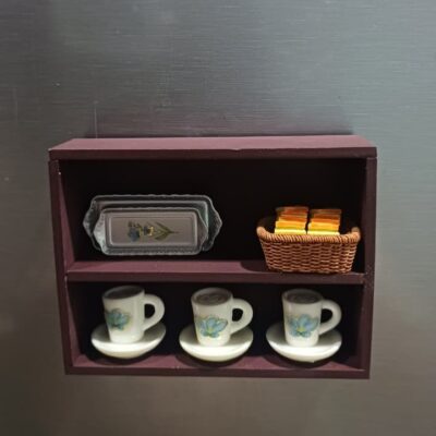 Miniature Tray and Cup Set Fridge Magnets for Desk (Resin Decor)